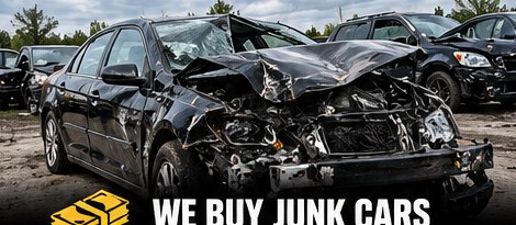 Smashed car available for junk car purchase