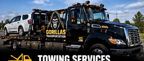 Tow truck transporting a vehicle